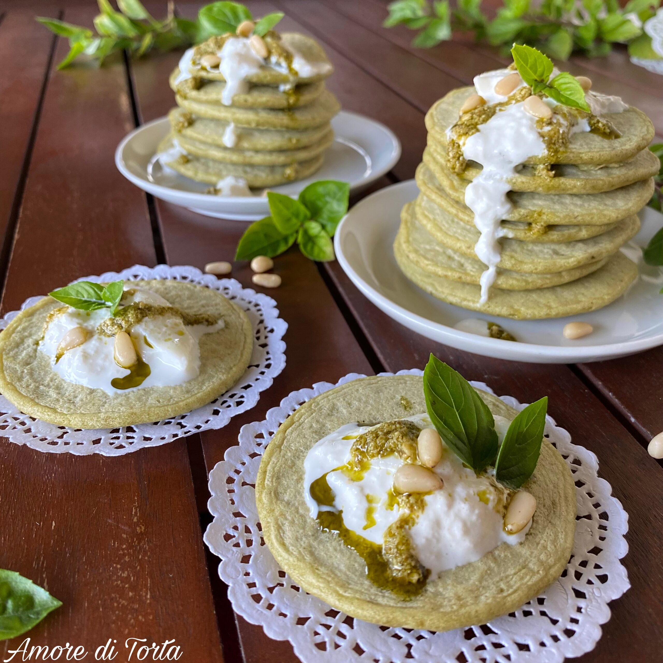 Pancake salati| Pesto e burrata